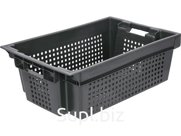 Ящик перфорированный 600×400×200, арт.: 102-У, объём 37, чёрный, код: 09229