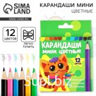 Цветные карандаши 12 цветов мини деревянные заточенные