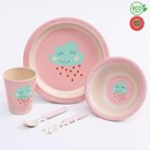 Набор бамбуковой посуды «Облачко», 5 предметов: тарелка, миска, стакан, вилка, ложка