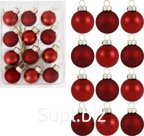 Christmas tree balls, 12 pcs, 2 cm in diameter, red (glass)