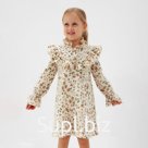 Платье для девочки MINAKU: Cotton collection, бежевое, рост 122 см