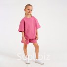 Костюм детский (футболка, шорты) MINAKU: Casual Collection, пудровый, рост 128 см