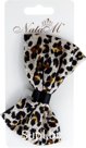 Leopard hair clip with a bow. Size: 10x6x1.5 cm. Color: cream.