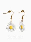 Серьги металл «Ромашки», жёлто-белые