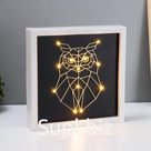 Световая картина-ночник "Сова" LED USB от батареек 3хАА белый 24,5х24,5х3,5 см RISALUX