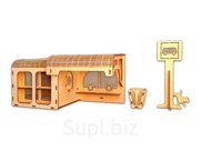 Деревянный конструктор, кукольная автобусная остановка