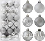 Christmas tree balls, 18 pcs, 5 cm in diameter, silver color