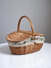 Плетёная корзина-лукошко, ткань внутри, 2е крышки, 33×25 см, Н 17/13 см, Н с ручкой 30 см, дно 23×16 см 1