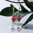 Серьги шар № 8 "Коралл" яблочко, цвет красный в серебре
