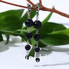 Серьги висячие "Агат чёрный" шар на убывание, 7,5см
