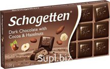 Темный шоколад Schogetten Dark Chocolate with Cocoa &amp; Hazelnuts (100 грамм)