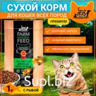 Dry Buddy Dinner Green Line food for cats of all premium breeds, hypoallergenic, full, with sensitive digestion, without additives, 100% natural composition, with fish, 1 kg