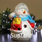 Фигура-подсвечник на 1 свечу «Снеговик с подарками», с блёстками, 45 см
