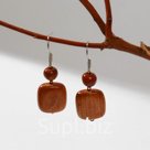 Серьги ручная работа, деревянные "Камешек", цвет коричневый