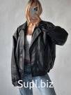 Куртка кожаная женская, цвет черный SS24-KUZ2013