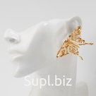 Серьги металл «Бабочка» ажурная, цвет золото