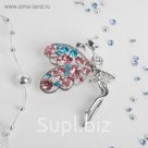 Брошь "Дюймовочка", разноцветная в серебре