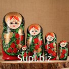 Матрёшка «Ягоды», красное платье, 7 кукольная, 22 см