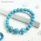 Браслет шар №6+№10 "Бирюза новая" с шапочками