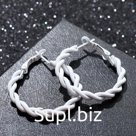 Серьги-кольца "Лауд" косички, цвет белый, d=3.5