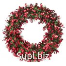 Венок новогодний, красный микс, диаметр 28см