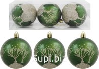 3 Christmas tree balls, 8cm in diameter, Winter trees, color: green