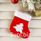 Подвеска на ёлку «Носок - белая ёлочка», мягкая, 8×6 см, красный