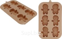 Silicone mold for baking gingerbread men cookies, 25x17cm, mixed colors