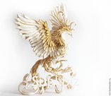 Скульптура «Жар-птица белая с бежевым с распахнутыми крыльями» - изготовление на заказ