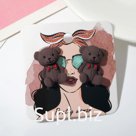 Серьги металл "Плюшевый мишка", цвет коричневый