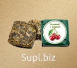 Прессованный чай, кубики 5-7гр. Зеленый с вишней.