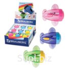 Точилка BRAUBERG «Jet», с контейнером, для чернографитных/цветных карандашей, в картонном дисплее, ассорти, 223591