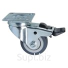 NF-0131 Колесо поворотное на площадке с тормозом 100 мм серая резина