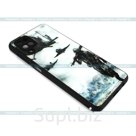 Силиконовый чехол, спинка стекло, с защитой на камеру, для iPhone 12(5.4), солдат и самолеты
