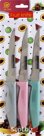 3 kitchen knives, size: 11 cm, colored handles