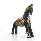 Black horse with poppies