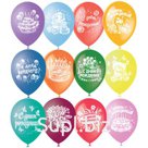 Воздушные шары,  50шт., M12/30см, Поиск "С Днем Рождения", пастель+декор