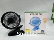 Вентилятор мини на прищепке Черный 18 см d 11 см, зарядка от USB