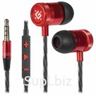 Наушники с микрофоном (гарнитура) вкладыши DEFENDER Pollaxe, проводные, 1,2 м, вкладыши, черные с красным