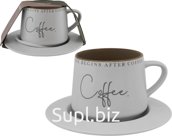 Чайная пара Coffee Чашка 320мл, блюдце d147х14мм, цвет светло-серый