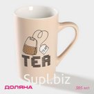 Кружка Доляна Good morning. Tea, 385 мл, фарфор, бежевая