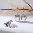 Гарнитур посеребрение 2 предмета:серьги,кольцо,течение"Фианит хамелеон,размер МИКС (19-19,5)