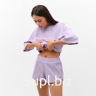 Пижама женская (футболка, шорты) KAFTAN Basic line, размер 44, сиреневая