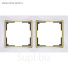 Рамка на 2 поста  WL03-Frame-02-white-GD, цвет золото, белый
