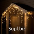 Гирлянда «Бахрома» 3 × 0.6 м, IP65, УМС, белая нить, 160 LED, свечение тёплое белое, 220 В