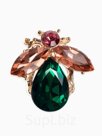 Брошь «Жук», розово-зелёная в золоте