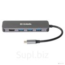 D-Link DUB-2333 A1A Док-станция с разъемом USB Type-C, 3 портами USB 3.0, 1 портом USB Type-C PD 3.0 и 1 портом HDMI